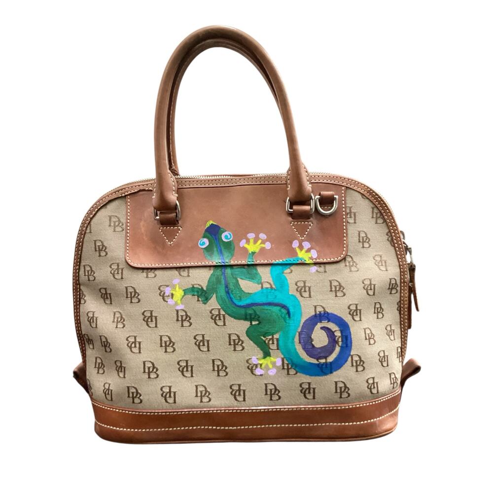 VTG Dooney &Bourke Purse Women’s One Size Leather/Canvas Artwork By Local Artist